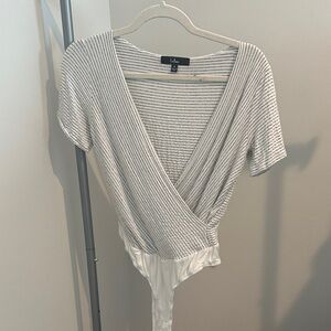 Lulu's Black and White Striped Bodysuit